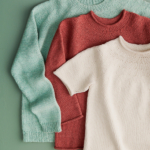 Top-Down Circular Yoke Pullover knitting pattern in Purl Soho's Cashmere Merino Bloom, Plein Air, and Morning yarns